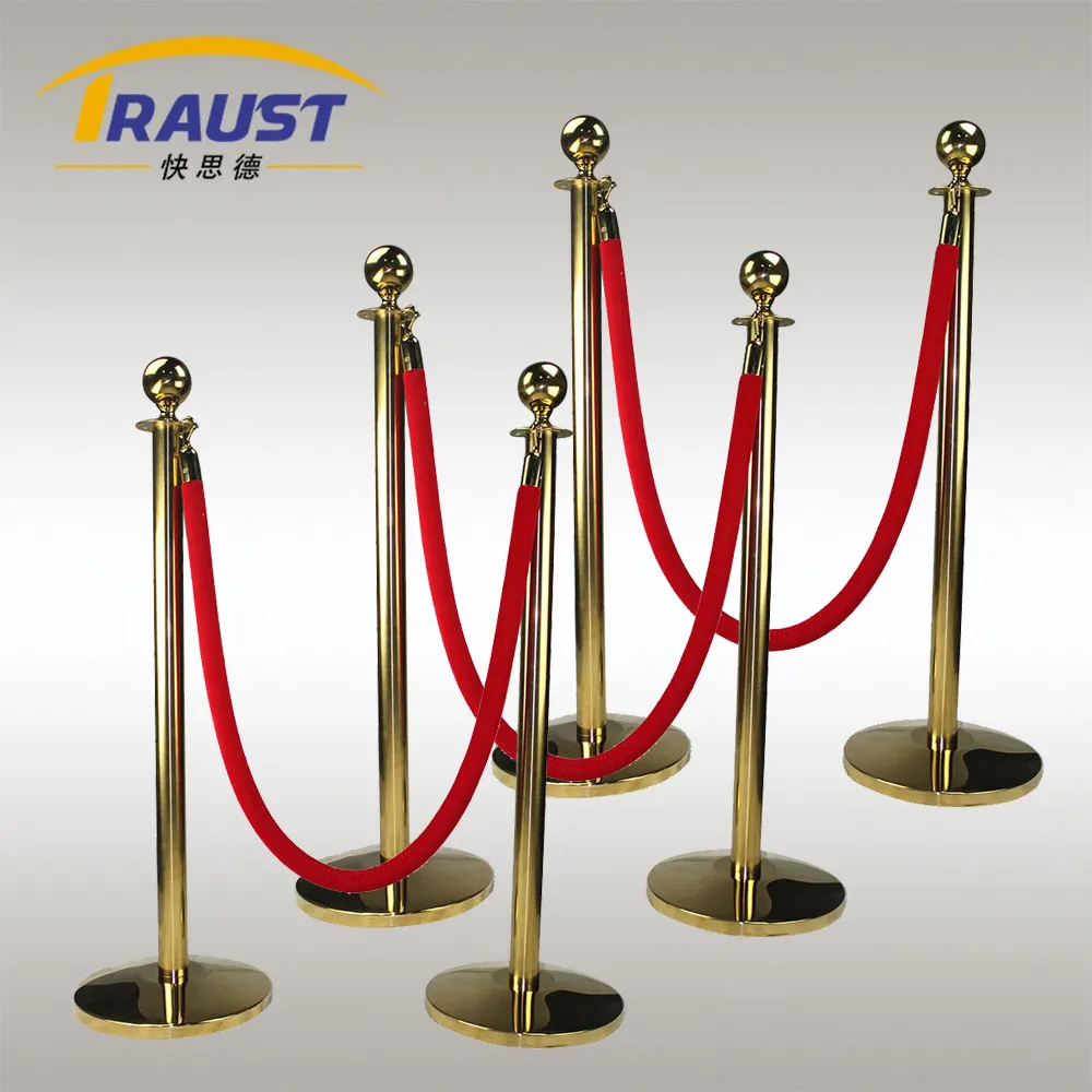 Traust Traditional Event Party Awards 6 Pcs Set Black Green Red Carpet Velvet Hanging Railing Barrier Post Rope Stanchion