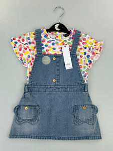 Ropa de Bebé de Gran Venta Colección de Verano para Niñas Pequeñas Conjunto de 2 Piezas Vestido de Manga Corta + Vestido de Mezclilla para Bebés Niñas - Product Image 2