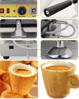 Machine commerciale électrique pour la fabrication de tasses à café comestibles, machine à cônes à thé et biscuits, machine à gaufres en forme de tasse