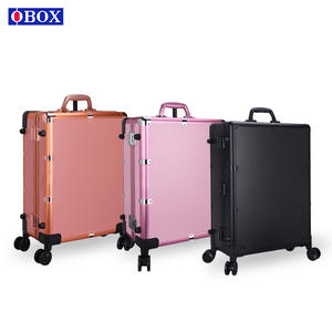 Maleta de Aluminio y Magnesio Obox, Gran Capacidad, Ruedas Giratorias, Caja de Almacenamiento de Cosméticos Resistente, Rosa, Oro Rosa, Negro - Product Image 1