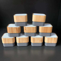 Mini haut-parleur portable en bois de bambou, enceinte carrée vintage