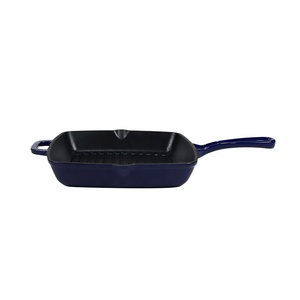 Enameled Cast Iron Color Square Non-Stick <strong>Grill</strong> <strong>Pan</strong> with BBQ Ribs for Outdoor Cooking - Product Image 3