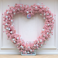 L20 Meilleure Vente Propositions Roses Arche Florale Arrangements Fleurs Artificielles en Forme de Cœur pour Décor de Toile de Fond d'Événement de Mariage