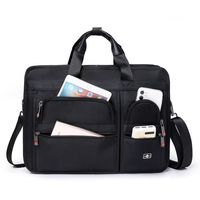 Sac d'ordinateur portable en nylon imperméable de grande capacité RAYLON, 15,6 pouces, 14 pouces, sac à main portable noir pour ordinateur portable
