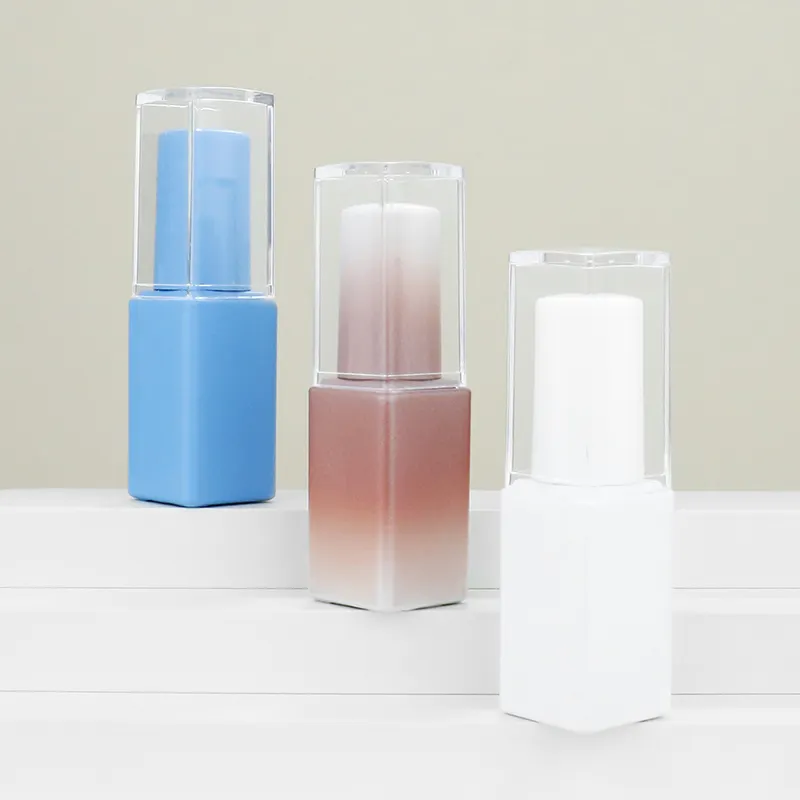 Unique gradient color 10 ml empty nail polish bottle with transparent plastic cover