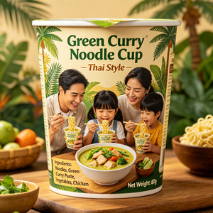 Auténticos Fideos Instantáneos de Curry Verde al Estilo Tailandés, Sopa Cremosa de Coco, Ramen - Product Image 4