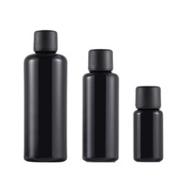 Botol Parfum Kosmetik Kaca dengan Pipet Tetes dan Semprotan, Logo Custom Hot Stamped, Kemasan Hitam Frost, Tutup Ulir, 10ml 50ml 100ml 200ml