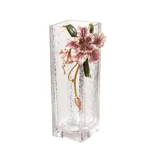 mesa de jantar armário de tv para casa decoração do hotel vidro esmalte vaso de cristal tecido vaso de flores de vidro transpare