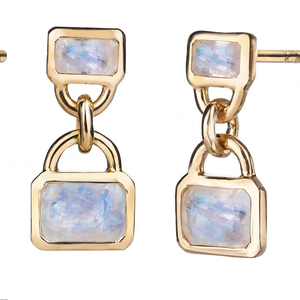 Fashion <b>Opal</b> Jewelry Unique Delicate Square Shaped <b>Opal</b> Crown <b>Stud</b> <b>Earrings</b> S925 Gold Plated Fine Jewelry - Product Image 4