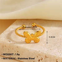 Bagues en acier inoxydable réglables coeur/coquille/nœud papillon pour femmes bagues empilables à la mode accessoires sur la main bijoux de mode