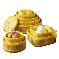 Vapeur en bambou écologique avec rebord en plastique pour usage commercial avec petits pains cuits à la vapeur et dim sum-NHATMINH