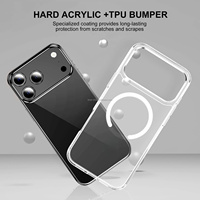 Coque de téléphone magnétique 5-en-1 anti-jaunissement en TPU et PC transparent avec 2 protections d'objectif en verre trempé pour iPhone 17 Pro Max