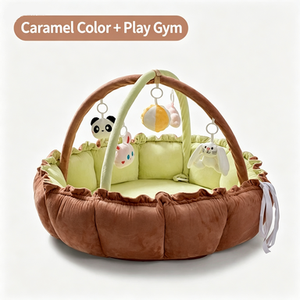 Tapis d'éveil rond portable pour bébé, tapis d'activités pour nourrissons, coussin doux en peluche imprimé, lit de sol pour crèche toutes saisons - Product Image 6