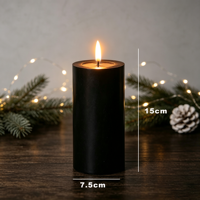 Bougie LED sans flamme en paraffine noire, personnalisable multicolore, 7 pouces, pour la décoration de fête de Noël
