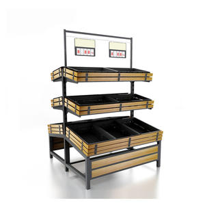 Estante de Exhibición de <span class=keywords><strong>Metal</strong></span> y Madera para Frutas y Verduras para Supermercado - Product Image 3