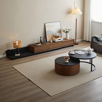 Table basse de salon modulable avec pieds en métal, plateau en MDF, 2 niveaux, ronde en bois de chêne, table à thé de luxe