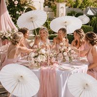 Parasol en papier de bambou blanc DIY 2027 – Cadeau promotionnel de mariage