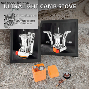 Cocina Portátil Ultraligera para Acampar al Aire Libre, Estufa de Gas de Acero para Picnic con 4 Quillas, Encendido Piezoeléctrico, Herramientas para Estufa - Product Image 2