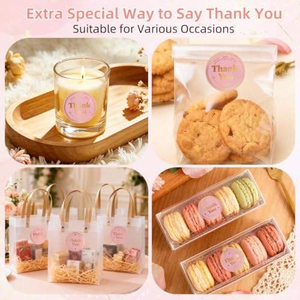 สติกเกอร์ขอบคุณแบบม้วน รูปทรงกลม สีทอง 500 ชิ้น สำหรับงานแต่งงาน ช้อปปิ้ง ผลิตตามแบบ ODM พร้อมกาวในตัว - Product Image 6