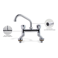 Robinet de cuisine commercial moderne à double poignée, robinet en céramique en laiton, purificateur à montage sur pont, robinets de lavabo à large échelle de 8 pouces