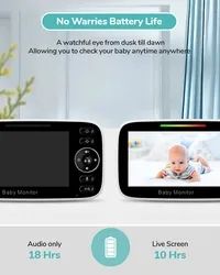 Caméra de sécurité pour bébé de 4.3 pouces avec version nocturne et prix bon marché - Product Image 2