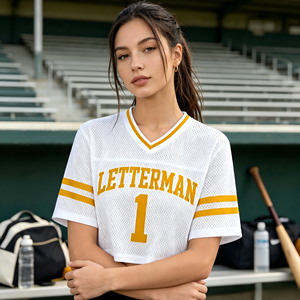Women Cropped <b>Mesh</b> Football Jersey Custom Logo Screen Print Breathable <b>Mesh</b> Fabric Fashion <b>Crop</b> Sports Tee Team Wholesale Custom - Product Image 6