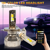 Kit de phares LED CAROLYN H7 H18 contrôlés par application smartphone, 130W 40000LM, refroidissement par ventilateur turbo, boîtier en aluminium, faisceau clair 6000K