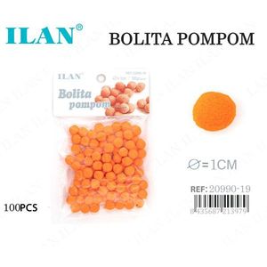 Ilan Bolita Pompom 1Cm Arancione 100Pz Decorazione Artigianale - Product Image 1