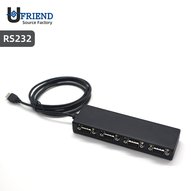 RS232 Adapter 4-Port DB9 Serial Converter Hub FTDI Chip Industrial Grade Plug & Play Compatible with Windows Linux Mac Systems