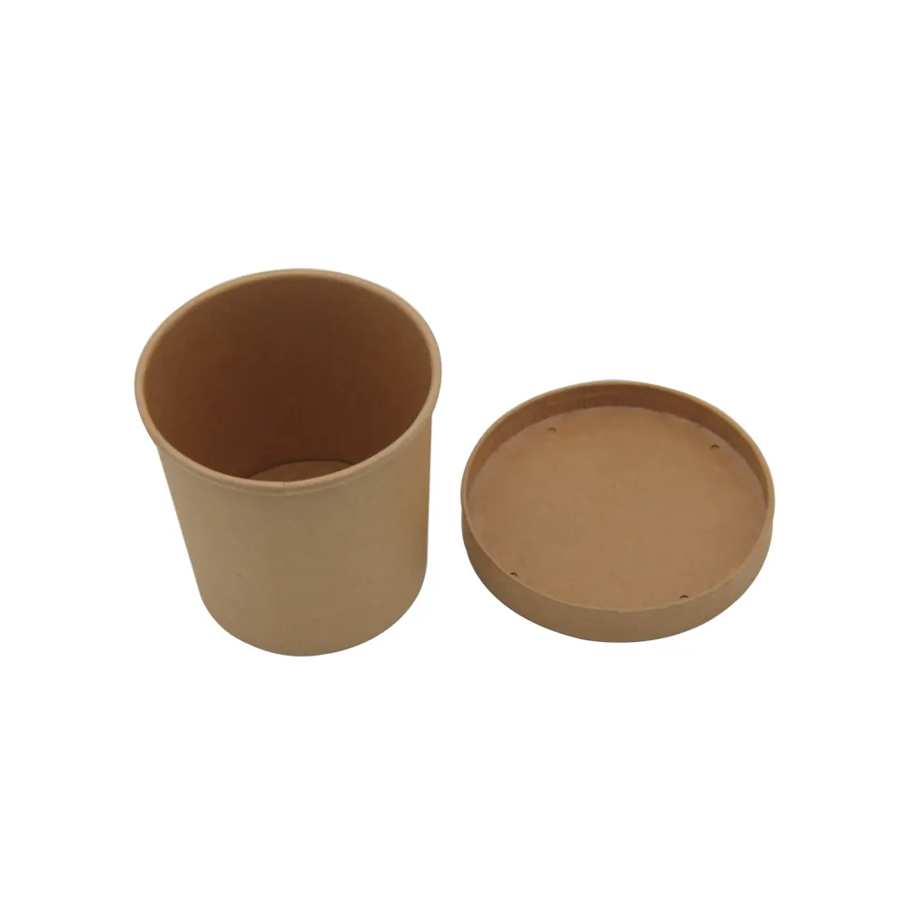 Hot Sale Biodegradable Custom Disposable Kraft Paper Soup Cups With Lids