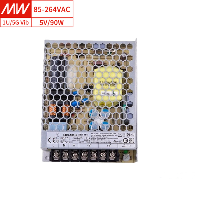Mean Well LRS-100-5 100W 5V Single Output Industrial Automation Power Supply 20A DIN Rail Mount Switching Single Source