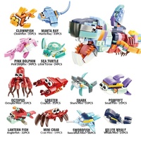 Bloques de Construcción de Dinosaurios y Animales Marinos, 12 en 1, 48 Piezas, Ecológicos, No Tóxicos, de ABS, para Niños de 5 a 7 Años