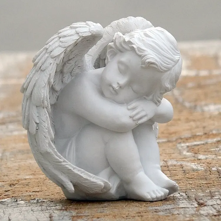 Cimitero decorativo a grandezza naturale in marmo bianco Baby Angel statua scultura per la vendita