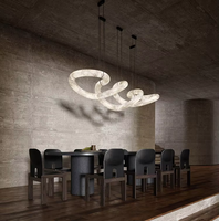 Lustre suspendu Infinity réglable en hauteur en albâtre espagnol de luxe, design moderne, LED, pour salle à manger, villa, hôtel