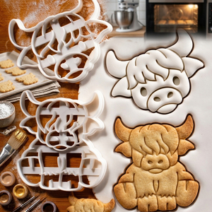 Juego de 2 Cortadores de Galletas <span class=keywords><strong>con</strong></span> Forma de Vaca Highland - Lindos Cortadores de Cara y Cuerpo Completo para Fondant, Galletas y Arcilla - Product Image 1