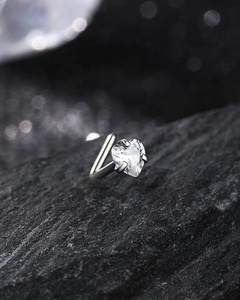 316L Surgical Stainless Steel 18K PVD Gold Claw <strong>Nose</strong> <strong>Stud</strong> Prong Set CZ Piercing L Shape <strong>Nose</strong> Hook Micro Heart CZ <strong>Nose</strong> <strong>Studs</strong> - Product Image 3