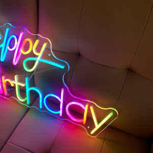 Enseigne néon personnalisée Joyeux Anniversaire, enseigne néon LED multicolore, télécommande, alimentation par prise, décoration pour fête et événement - Product Image 2