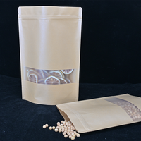 Pochettes d'emballage Doypack en papier kraft brun fenêtre transparente sac zip-lock refermable à la chaleur impression gravure stockage des aliments