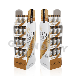 Tùy chỉnh siêu thị 4 Tier chai hình dạng cho <span class=keywords><strong>carton</strong></span> sóng các tông cà phê Mug hiển thị sàn đứng cho cà phê khuyến mãi - Product Image 1