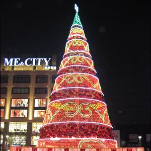 סיטונאי חיצוני רחבה פרק מלאכותי יוקרה גדול עץ חג המולד 50 רגליים OEM ODM LED עץ חג המולד