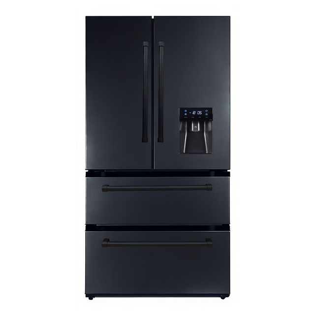 French-style 4-door Stainless Steel Frost-Free Electric Refrigerator with Direct Cooling and Water Dispenser