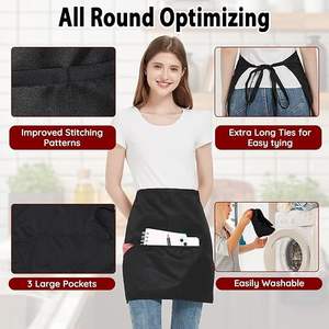 Tablier de chef de <span class=keywords><strong>serveuse</strong></span> avec 3 poches imperméable pour le nettoyage de la cuisine Tablier de taille avec logo personnalisé pour hommes et femmes - Product Image 2