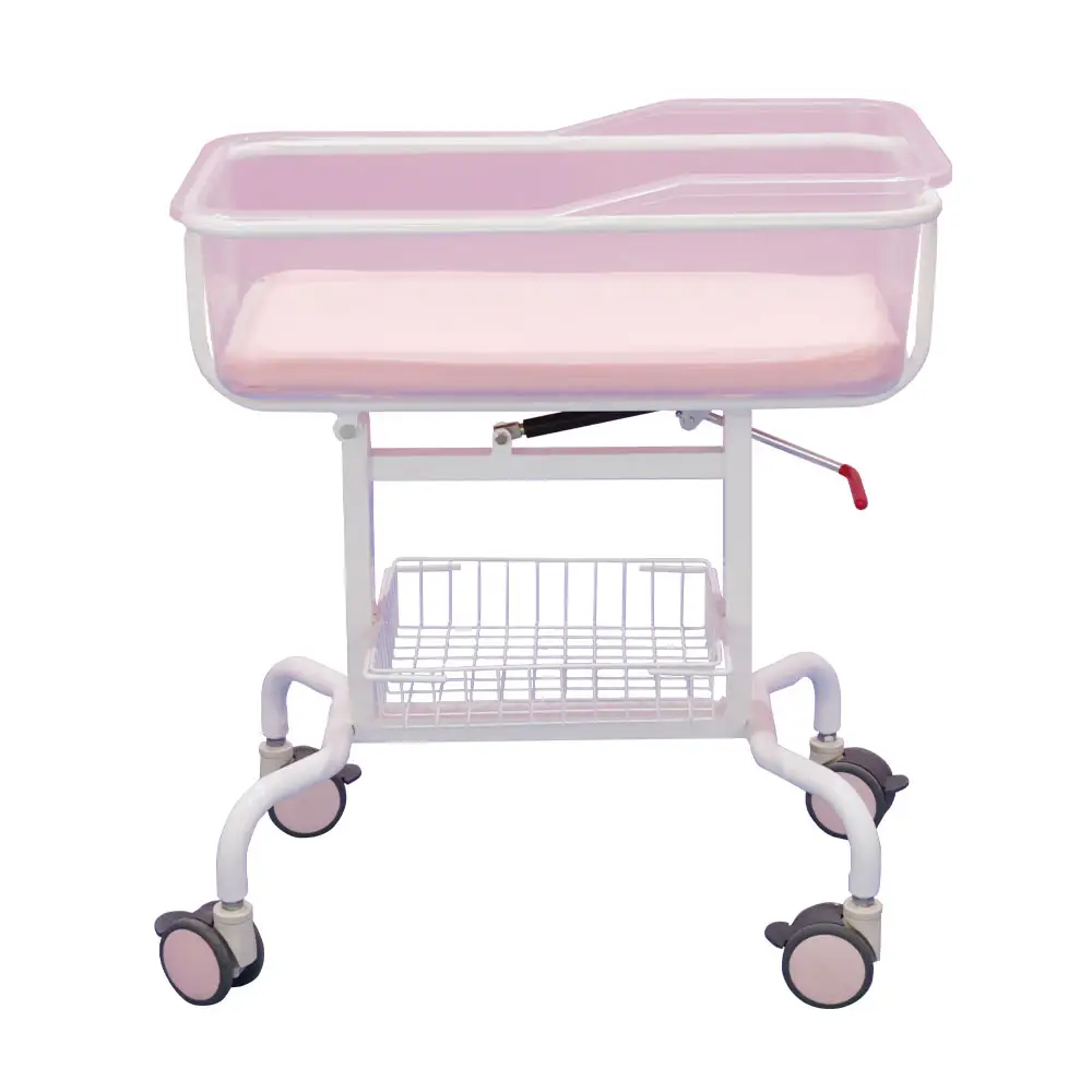 Hospital Furniture Adjustable Baby Cot ABS Mobile Baby Cot with Low Price for Newborn Nursing with CE Certificate