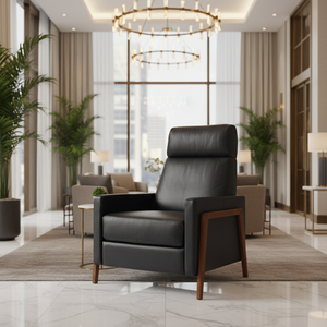 เก้าอี้ปรับเอนหนังแท้ ดีไซน์ตามหลักสรีรศาสตร์ โครงไม้เนื้อแข็งทันสมัย เหมาะสำหรับห้องนั่งเล่นหรูหรา โครงการโรงแรม รับผลิตแบบ OEM เฟอร์นิเจอร์อินโดนีเซีย - Product Image 6