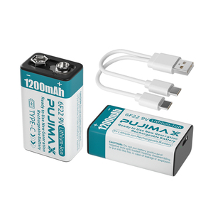 Pujimax 6F22 9V USB C Lithium Ion Battery Pack 1200mAh loại C có thể sạc lại 9V pin với bộ sạc và microphone 1 cái - Product Image 1
