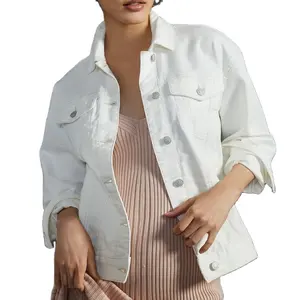 White Denim Jacket 2022 Spring and Autumn Women's Coat New Fashion Solid Color Loose Full Matching Lapel Fashion Women's Clothes