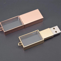 Glazen Usb Geheugen Flash Pen Drive Custom Fotografie Valentijn Cadeau Elegante Doos