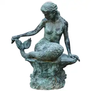Бронзовая скульптура фонтана русалки для украшения улицы
