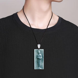 หยกธรรมชาติหยกน้ำเงินพระพุทธรูปจี้หยกพุทธศาสนา UNISEX สไตล์จีนของขวัญพร้อมใบรับรองการประเมิน E076 - Product Image 4