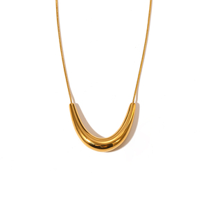 Joyería 18K chapado en oro geométrico gran lágrima gota en forma de U collar de acero inoxidable grueso gota de agua colgante collar - Product Image 5